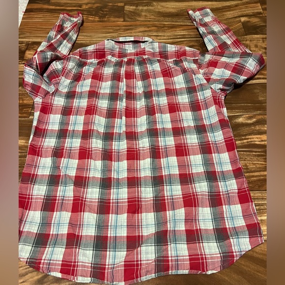 Gap men’s red and gray plaid long sleeve button up classic fit shirt size XL - Picture 6 of 8